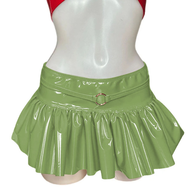Faux Leather Skirts for Women Sexy Girl Club Mini Skirt Shiny High Waist A-line Pleated Skirt Festival Revelry PVC Leather Skirt