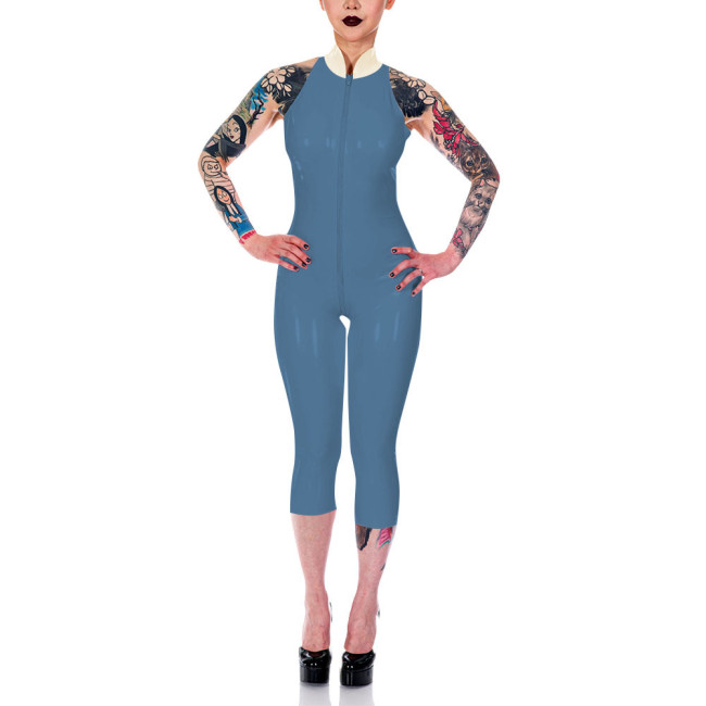 Sexy Jumpsuits for Women New Stand Collar Sleeveless Bodycon Rompers Fashion Over Knee-length Streetwear Casual Overall Female