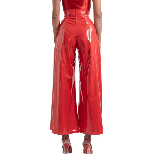 High Waist Wide Leg Pants 2025 Women PVC Leather Solid Color Loose Long Pants Hip Hop Party Casual Slim Fit Faux Latex Pants