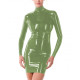 Sexy Club Long Sleeve Bodycon Tight Solid Dress for Women High Neck Faux Latex Stretch Bodycon Hobble Mini Dress Casual Vestido