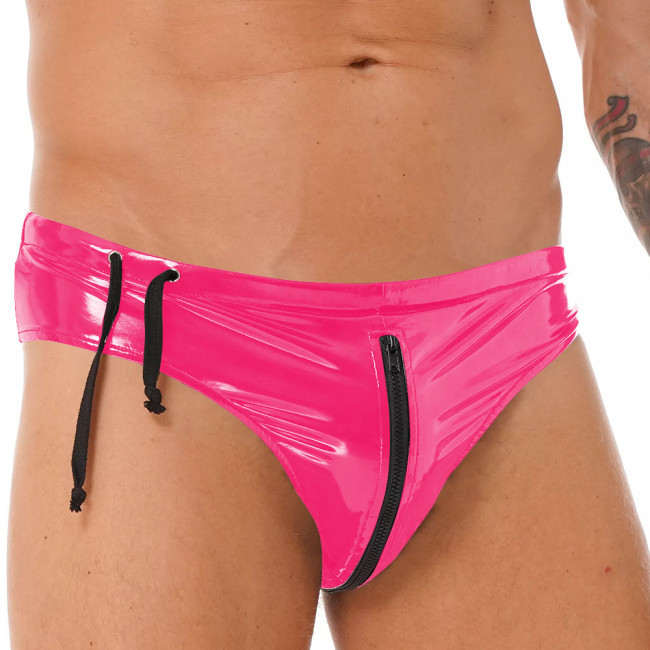Exotic Open Crotch Sissy Panties Men Crossdresser Lingerie Sexy Panties Summer Beach Holiday Faux Latex Briefs Men Clothing 7XL