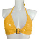Womens Halter Ruffles PVC Shiny Bra Tops Sexy Buckle Lingerie Nightclub Party Costume Sissy Rave Party Underwear Nightwear 7XL