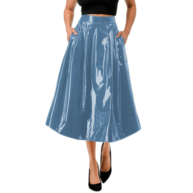 Elegance High Waist Long Skirt for Women Loose A-line Pleated Skirt Office Lady Vintage Summer Match Bottoms Solid Skirts Daily