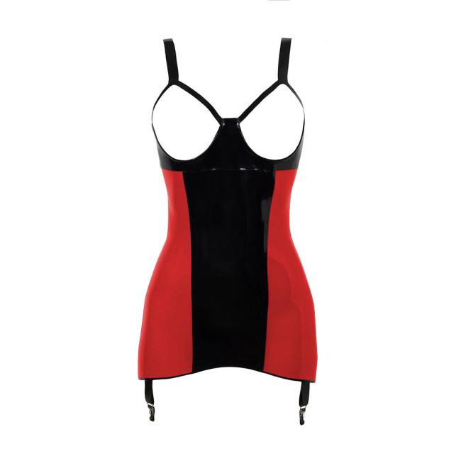 Erotic Hollow Out Spaghetti Strap PVC Leather Dress Sissy Pole Dance Slim Fit Hip Wrap Mini Dress Fetish Open Chest Sexy Dress