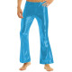 Mens High Waist Flared Pants Shiny Metallic Party Disco Bell Bottom Trousers Male Solid Color Long Pants Wetlook Show Clubwear
