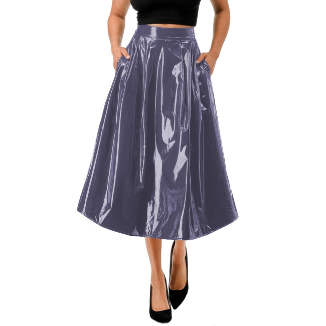 Elegance High Waist Long Skirt for Women Loose A-line Pleated Skirt Office Lady Vintage Summer Match Bottoms Solid Skirts Daily