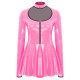 Sissy Party PVC Shiny Babydoll Bodysuit Wetlook Long Sleeved A-line Skirted Leotard Sexy Hollow Glossy PU Leather Catsuit Female