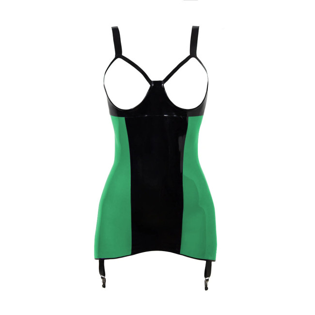 Erotic Hollow Out Spaghetti Strap PVC Leather Dress Sissy Pole Dance Slim Fit Hip Wrap Mini Dress Fetish Open Chest Sexy Dress