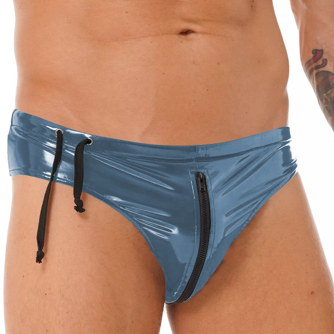 Exotic Open Crotch Sissy Panties Men Crossdresser Lingerie Sexy Panties Summer Beach Holiday Faux Latex Briefs Men Clothing 7XL