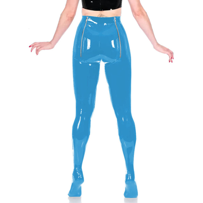 PVC Unisex Sexy Adult Exotic Bottoms Sissy Wetlook Women Zip Open Buttocks Fetish Bodycon Faux Latex Pencil Pants Plus Size 7XLHigh Street Punk Long Pants