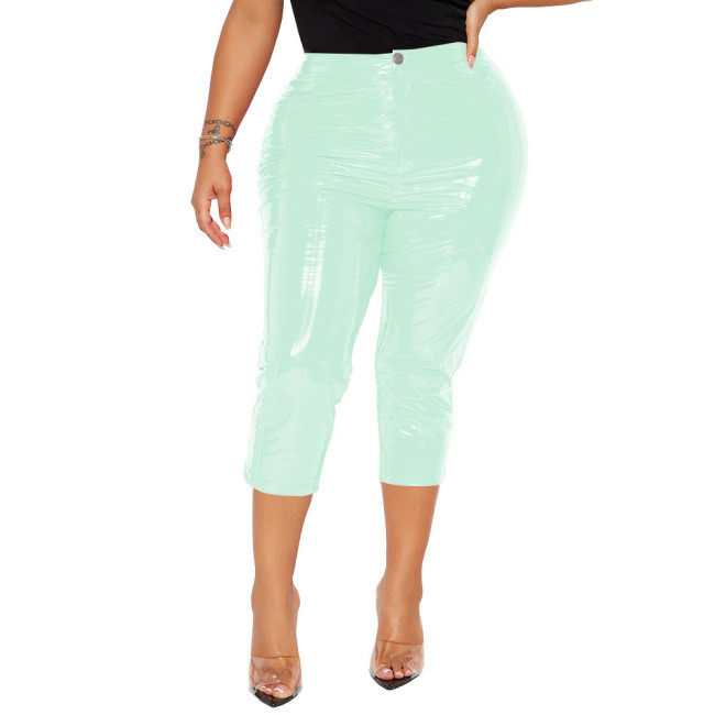 Faux Leather Women Pants Sexy High Waist Bodycon PVC Pencil Pants Wetlook Streetwear Slim Fit Solid Trousers Party Club Capris