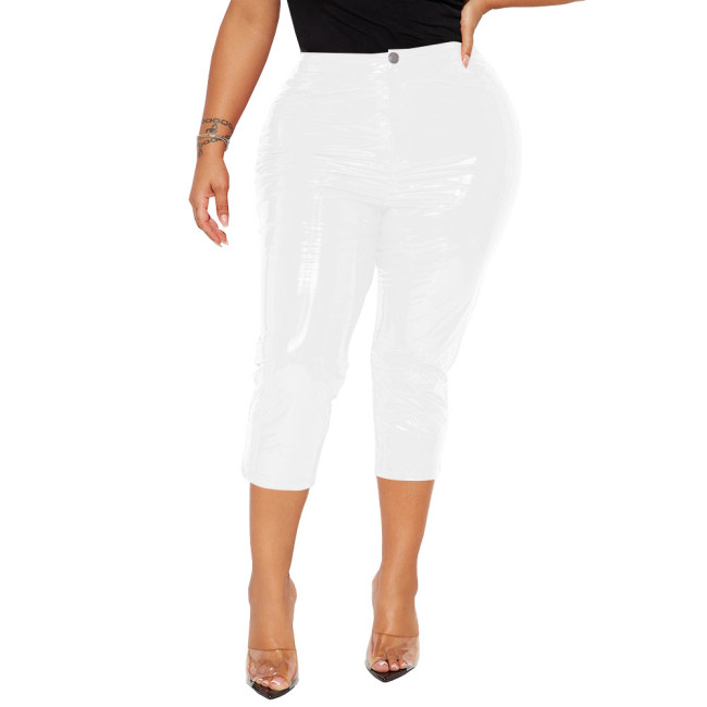 Faux Leather Women Pants Sexy High Waist Bodycon PVC Pencil Pants Wetlook Streetwear Slim Fit Solid Trousers Party Club Capris