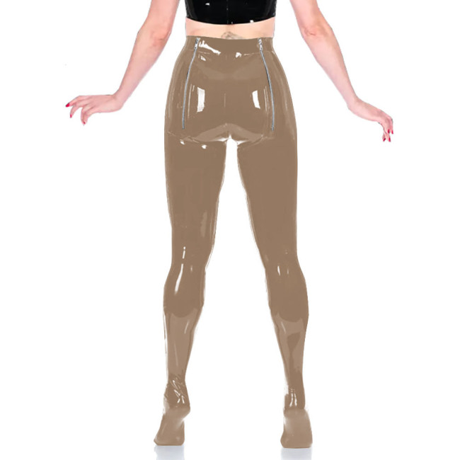 PVC Unisex Sexy Adult Exotic Bottoms Sissy Wetlook Women Zip Open Buttocks Fetish Bodycon Faux Latex Pencil Pants Plus Size 7XLHigh Street Punk Long Pants