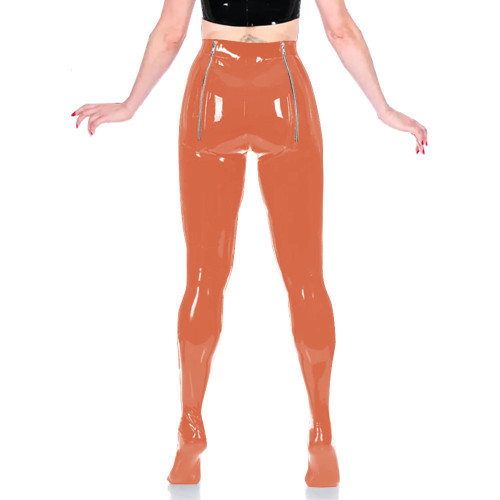 PVC Unisex Sexy Adult Exotic Bottoms Sissy Wetlook Women Zip Open Buttocks Fetish Bodycon Faux Latex Pencil Pants Plus Size 7XLHigh Street Punk Long Pants