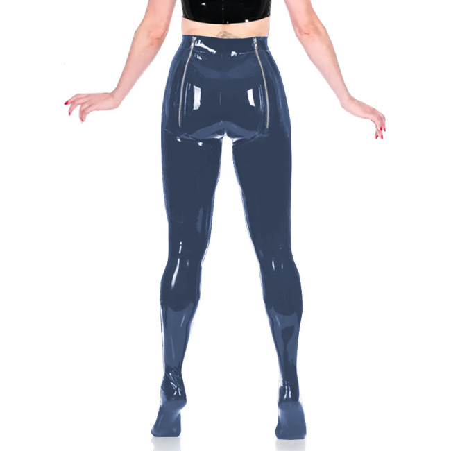 PVC Unisex Sexy Adult Exotic Bottoms Sissy Wetlook Women Zip Open Buttocks Fetish Bodycon Faux Latex Pencil Pants Plus Size 7XLHigh Street Punk Long Pants
