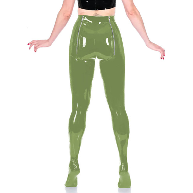 PVC Unisex Sexy Adult Exotic Bottoms Sissy Wetlook Women Zip Open Buttocks Fetish Bodycon Faux Latex Pencil Pants Plus Size 7XLHigh Street Punk Long Pants