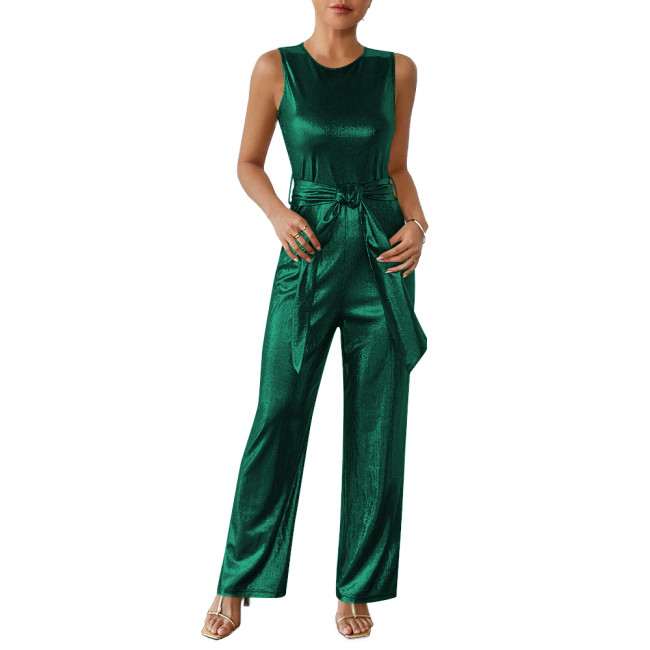 Shiny Metallic Summer Ladies Jumpsuit Women Bodycon Sexy Lingerie Stretch Tank Rompers One-pieces Overalls Elegance Party Wear