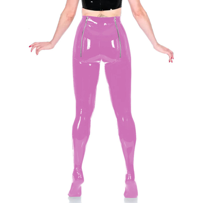 PVC Unisex Sexy Adult Exotic Bottoms Sissy Wetlook Women Zip Open Buttocks Fetish Bodycon Faux Latex Pencil Pants Plus Size 7XLHigh Street Punk Long Pants