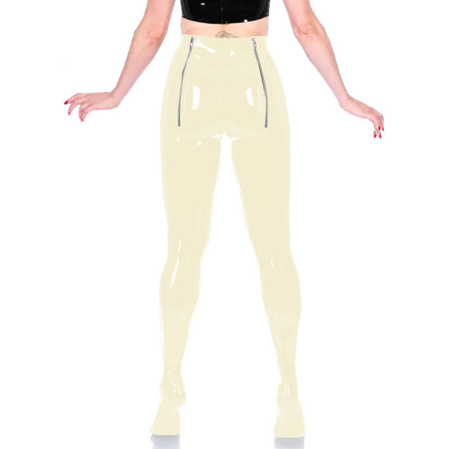 PVC Unisex Sexy Adult Exotic Bottoms Sissy Wetlook Women Zip Open Buttocks Fetish Bodycon Faux Latex Pencil Pants Plus Size 7XLHigh Street Punk Long Pants