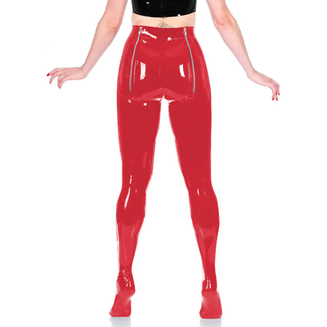 PVC Unisex Sexy Adult Exotic Bottoms Sissy Wetlook Women Zip Open Buttocks Fetish Bodycon Faux Latex Pencil Pants Plus Size 7XLHigh Street Punk Long Pants