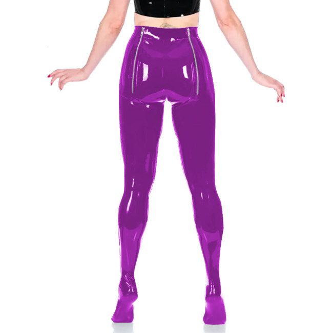 PVC Unisex Sexy Adult Exotic Bottoms Sissy Wetlook Women Zip Open Buttocks Fetish Bodycon Faux Latex Pencil Pants Plus Size 7XLHigh Street Punk Long Pants