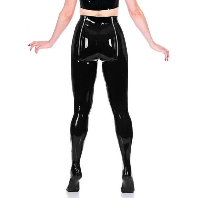 PVC Unisex Sexy Adult Exotic Bottoms Sissy Wetlook Women Zip Open Buttocks Fetish Bodycon Faux Latex Pencil Pants Plus Size 7XLHigh Street Punk Long Pants