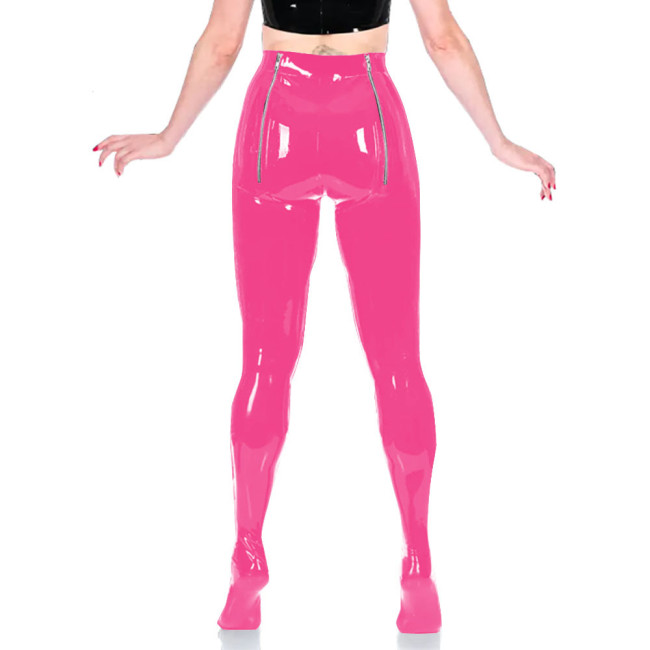 PVC Unisex Sexy Adult Exotic Bottoms Sissy Wetlook Women Zip Open Buttocks Fetish Bodycon Faux Latex Pencil Pants Plus Size 7XLHigh Street Punk Long Pants