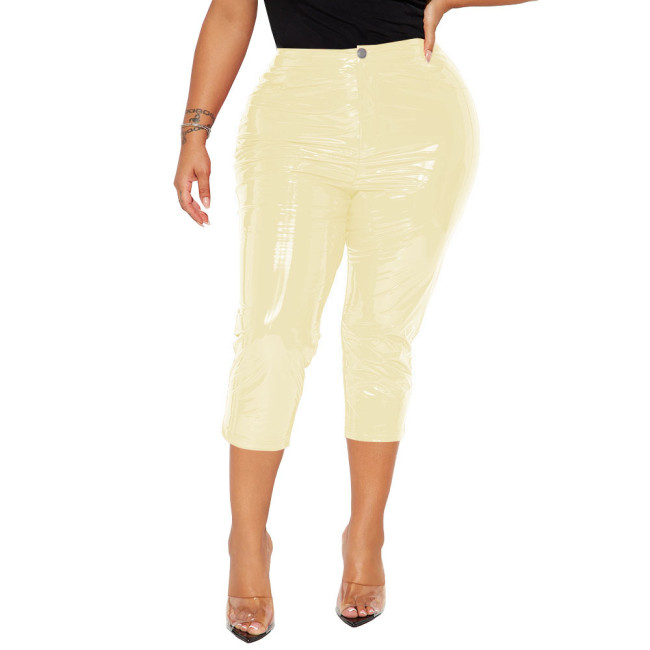 Faux Leather Women Pants Sexy High Waist Bodycon PVC Pencil Pants Wetlook Streetwear Slim Fit Solid Trousers Party Club Capris