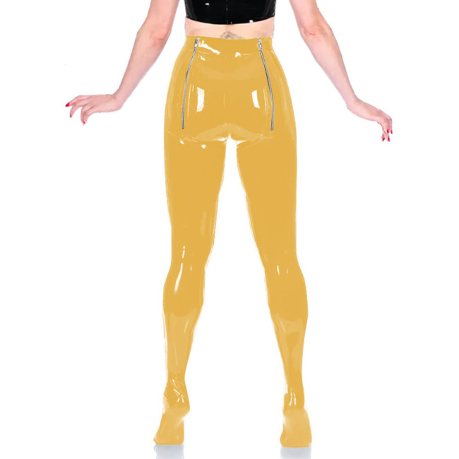 PVC Unisex Sexy Adult Exotic Bottoms Sissy Wetlook Women Zip Open Buttocks Fetish Bodycon Faux Latex Pencil Pants Plus Size 7XLHigh Street Punk Long Pants