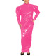 Gothic Puff Sleeve Sexy Hobble Dress Faux Latex Turtleneck Bodycon Maxi Dress for Women Solid Vestidos Revelry Party Long Dress