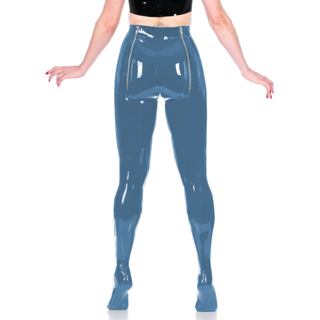 PVC Unisex Sexy Adult Exotic Bottoms Sissy Wetlook Women Zip Open Buttocks Fetish Bodycon Faux Latex Pencil Pants Plus Size 7XLHigh Street Punk Long Pants