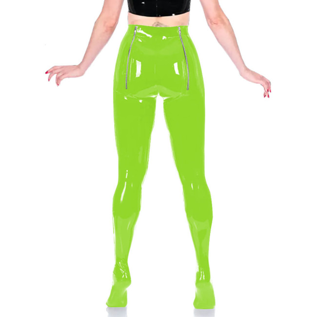 PVC Unisex Sexy Adult Exotic Bottoms Sissy Wetlook Women Zip Open Buttocks Fetish Bodycon Faux Latex Pencil Pants Plus Size 7XLHigh Street Punk Long Pants