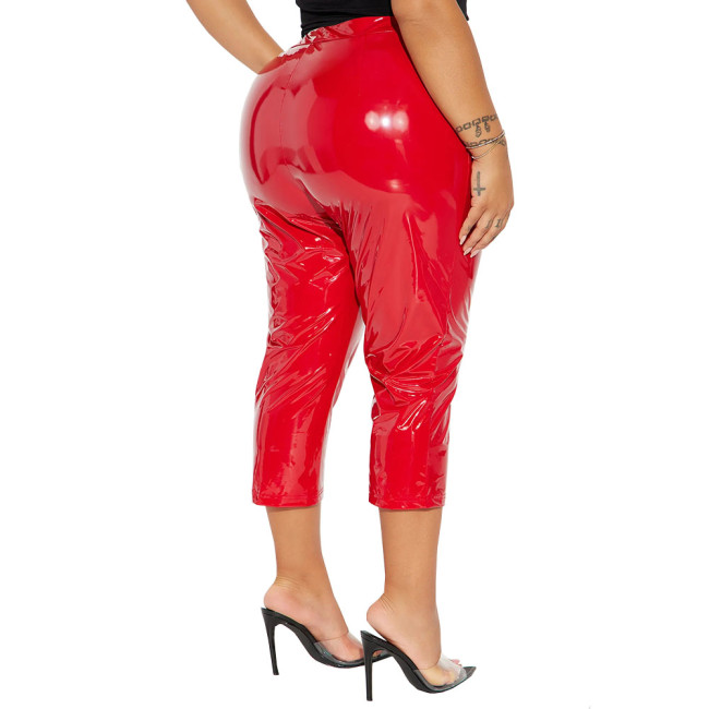 Faux Leather Women Pants Sexy High Waist Bodycon PVC Pencil Pants Wetlook Streetwear Slim Fit Solid Trousers Party Club Capris
