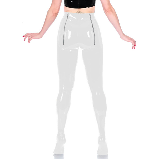 PVC Unisex Sexy Adult Exotic Bottoms Sissy Wetlook Women Zip Open Buttocks Fetish Bodycon Faux Latex Pencil Pants Plus Size 7XLHigh Street Punk Long Pants
