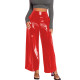 Office Lady Baggy Pants Casual Wetlook PVC Leather Women Clothing High Waist Solid Black Pants Gothic Streetwear Women Pants