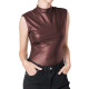Gothic Solid Color Tank Top Women Sleeveless Slim Fit PU Leather Sexy Top Matte Casual Fashion Clothing Lady Top Daily Wear