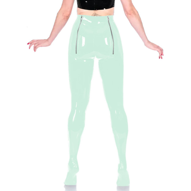 PVC Unisex Sexy Adult Exotic Bottoms Sissy Wetlook Women Zip Open Buttocks Fetish Bodycon Faux Latex Pencil Pants Plus Size 7XLHigh Street Punk Long Pants