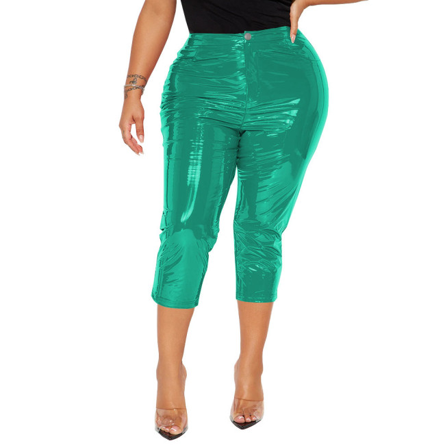 Faux Leather Women Pants Sexy High Waist Bodycon PVC Pencil Pants Wetlook Streetwear Slim Fit Solid Trousers Party Club Capris