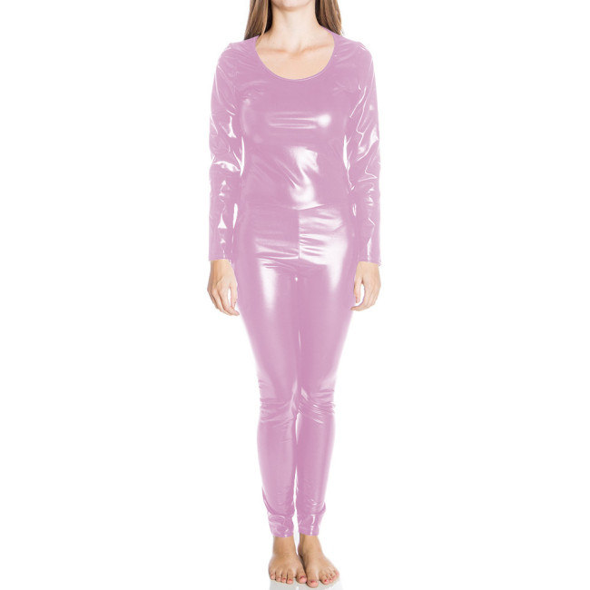 Shiny Metallic Sexy Cosplay Lingerie Body Suit Long Sleeve Jumpsuits Women O-neck Bodycon Catsuit Rave Club Rompers Plus Size
