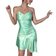 Wet Look Dance Pole Holographic Clothing Women Backless Frenum Irregular A-line Mini Dress Sexy Cub Laser Metallic Short Dress