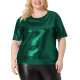 Summer Solid Graphic T Shirts Wetlook Women Clothing O-neck Short Sleeve Casual T Shirt High Street Shiny Metallic Loose Tees