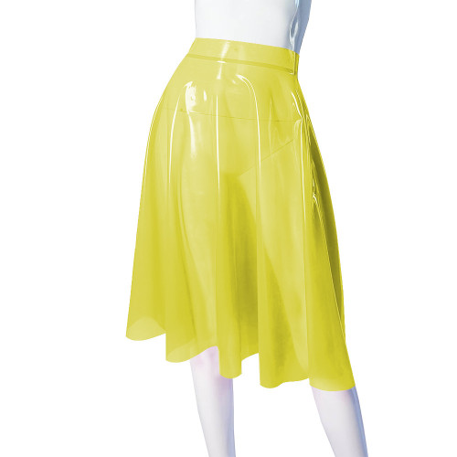 Fetish Plastic Clear PVC Skirts Rave Costume for Women High Waist See Through Sexy Midi Skirt Pole Dance Rave Outfit Plus Size