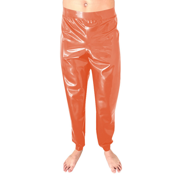 New Fashion Low Waist Baggy Pants Hip Hop PVC Leather Solid Color Streetwear Men Pants Stretch Slim Fit Plus Size Casual Pants