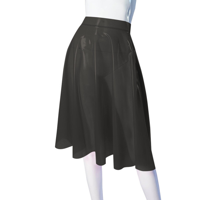 Fetish Plastic Clear PVC Skirts Rave Costume for Women High Waist See Through Sexy Midi Skirt Pole Dance Rave Outfit Plus Size