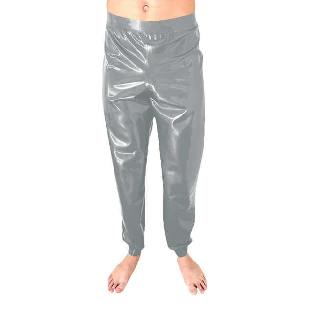 New Fashion Low Waist Baggy Pants Hip Hop PVC Leather Solid Color Streetwear Men Pants Stretch Slim Fit Plus Size Casual Pants