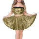 Leopard Short Skirt Set for Women Sexy Off Shoulder Strapless Top with A-line Pleated Mini Skirt 2 Pieces Set Clubwear