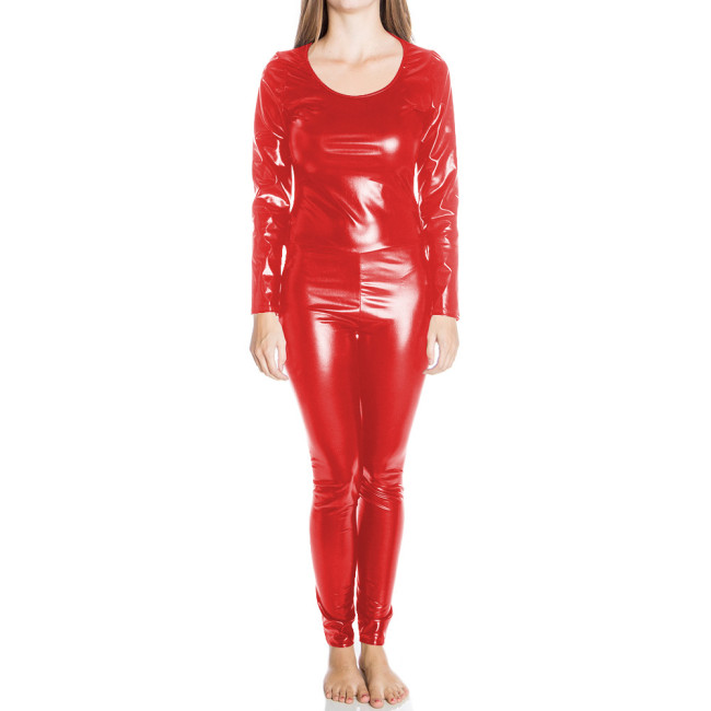 Shiny Metallic Sexy Cosplay Lingerie Body Suit Long Sleeve Jumpsuits Women O-neck Bodycon Catsuit Rave Club Rompers Plus Size