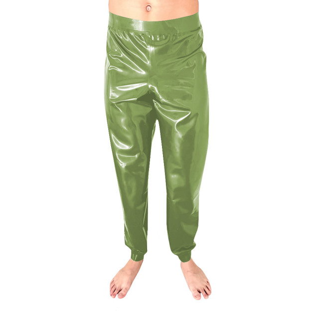 New Fashion Low Waist Baggy Pants Hip Hop PVC Leather Solid Color Streetwear Men Pants Stretch Slim Fit Plus Size Casual Pants