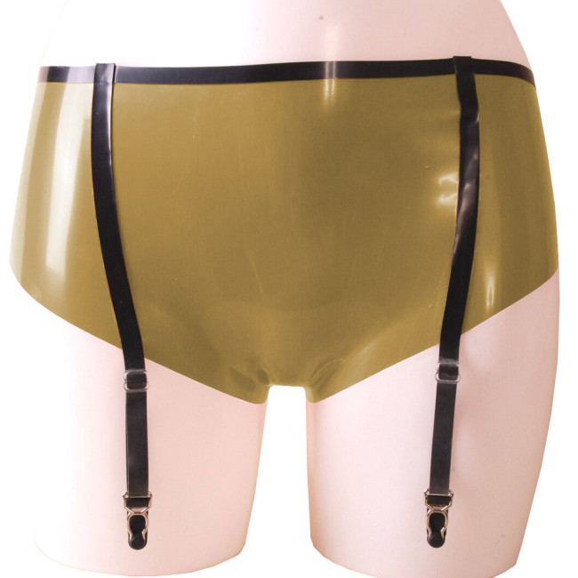 Exotic Apparel Sexy Panties Fetish Low Waist PVC Leather Briefs Women Bodycon Garter Suspender Underwear Panties Sissy Mens Wear
