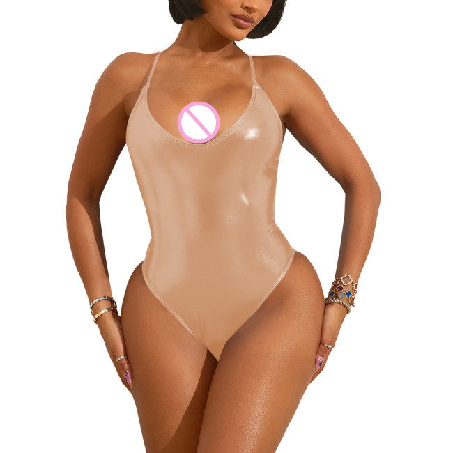 Women Plunging Neckline Sexy Bodysuit Lingerie Sleeveless Bodycon High Cut One Piece Teddies Club Outfits Party Rompers Clubwear